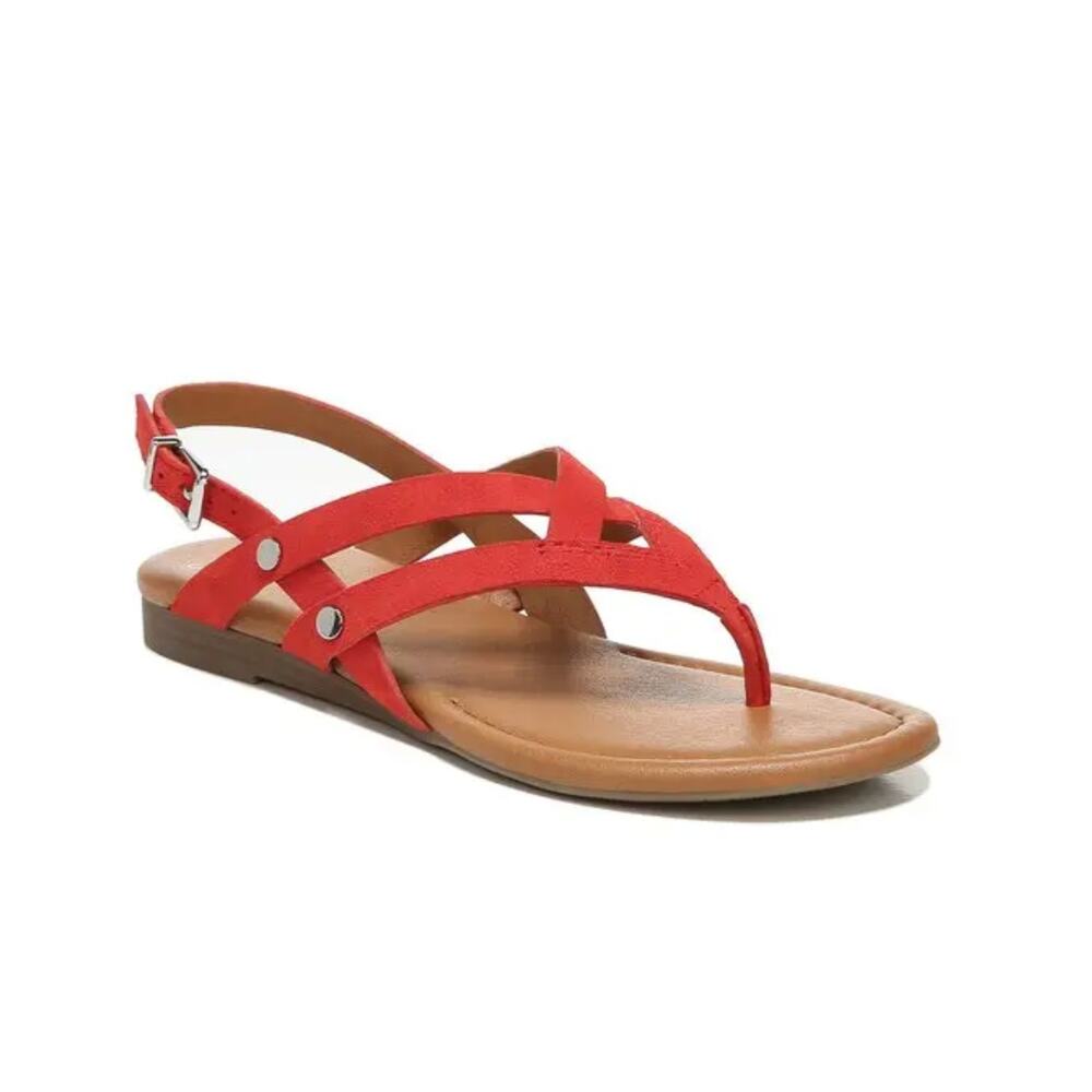 Franco Sarto Gretchen Slingback Strappy Sandal Size 6.5 Tangelo Red Suede